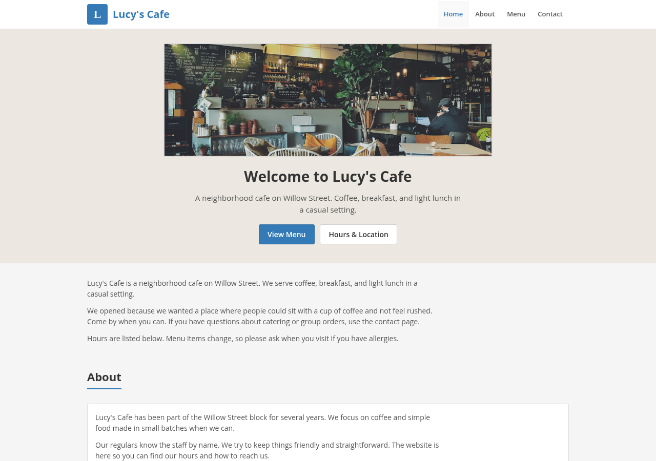 Outdated Lucy's Cafe website before rewrite